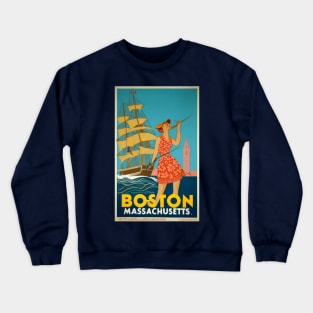 A Vintage Travel Art of Boston - Massachusetts - US Crewneck Sweatshirt